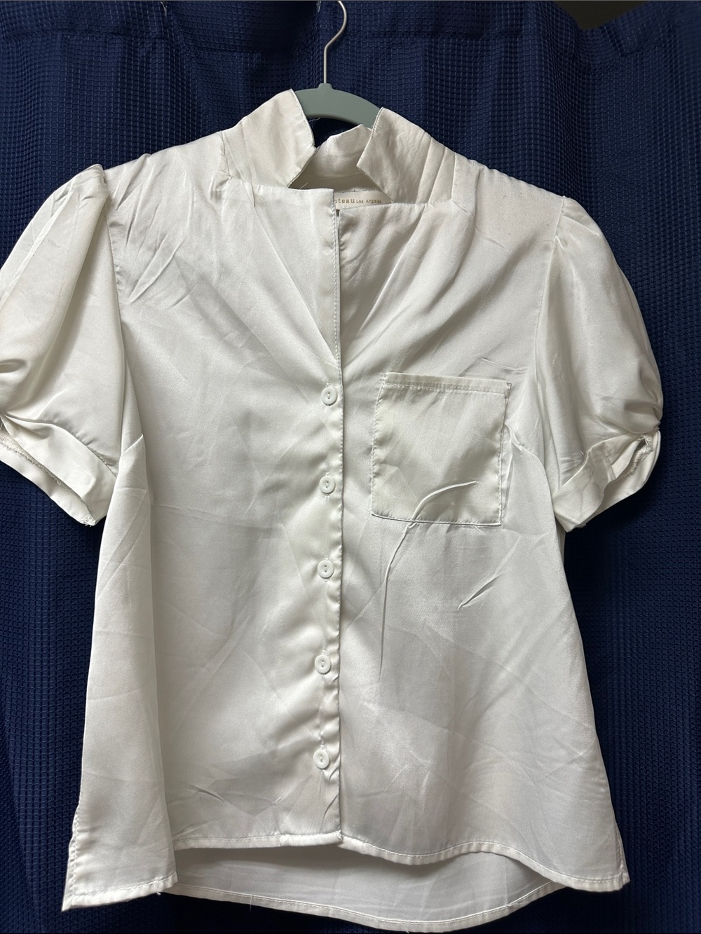 White Puff Sleeve Button-Front Women’s Top